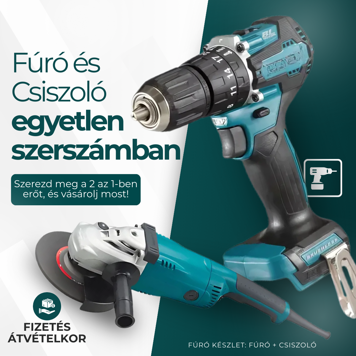 HP1640K fúró és DGA513RTJ sarokcsiszoló + 2 ingyenes akkumulátor!